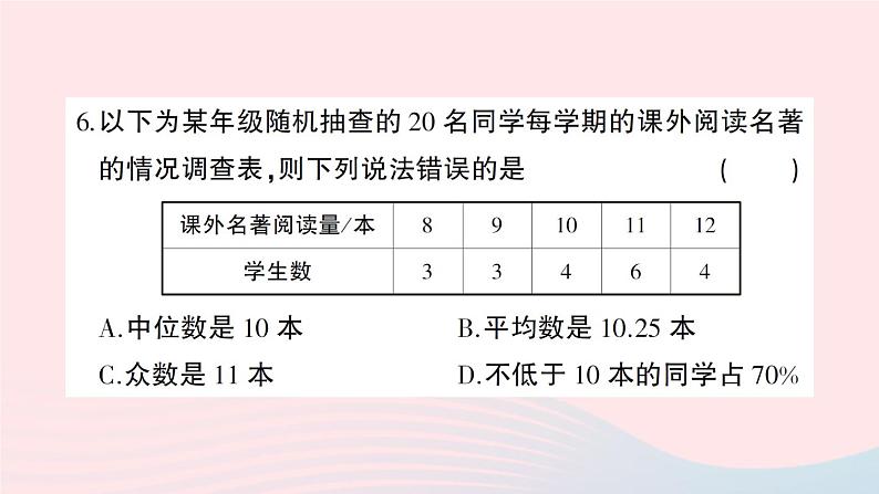 2023八年级数学下册第20章数据的初步分析综合训练作业课件新版沪科版06