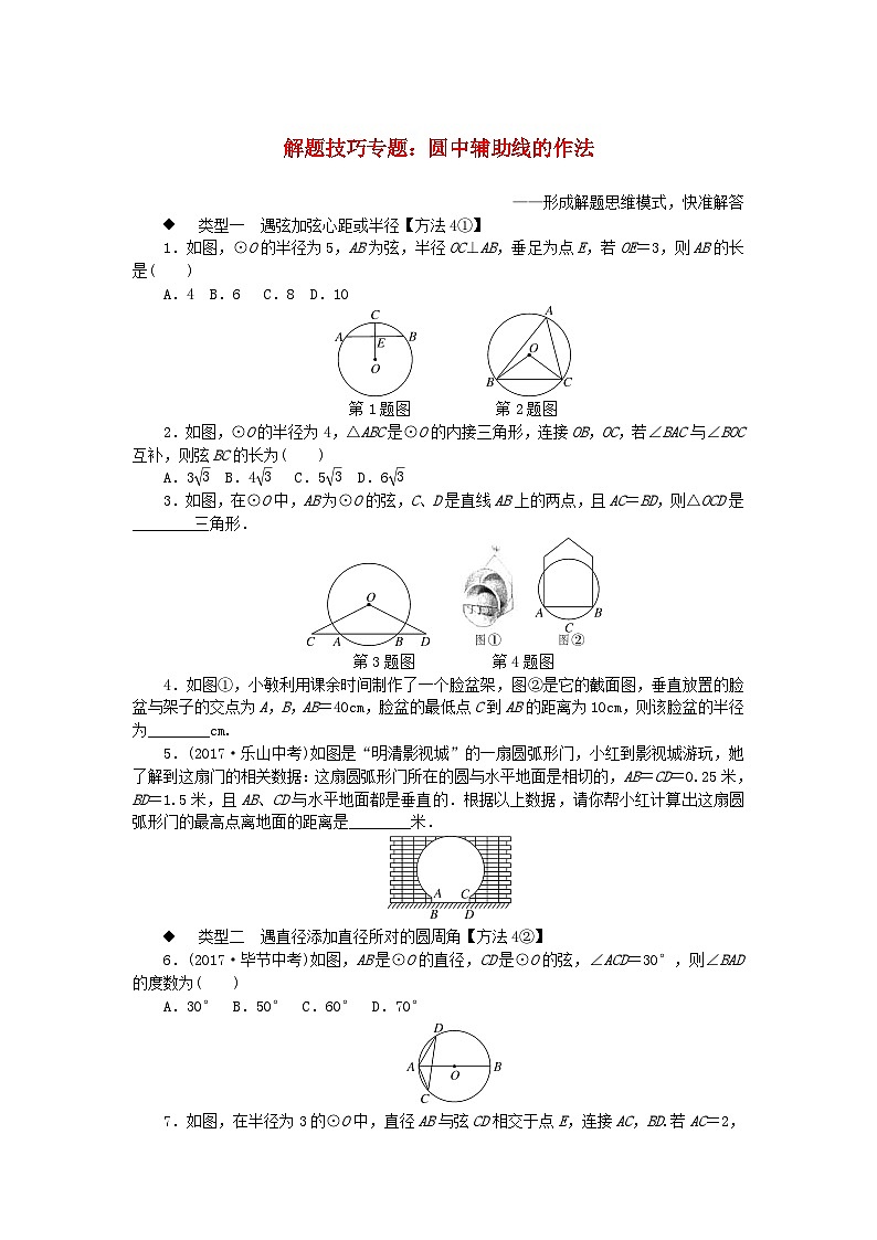 2023九年级数学下册解题技巧专题：圆中辅助线的作法新版沪科版01