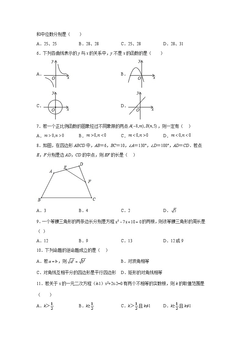 山东省德州市平原县2021-2022学年八年级下学期期末考试数学试卷(含解析)第2页