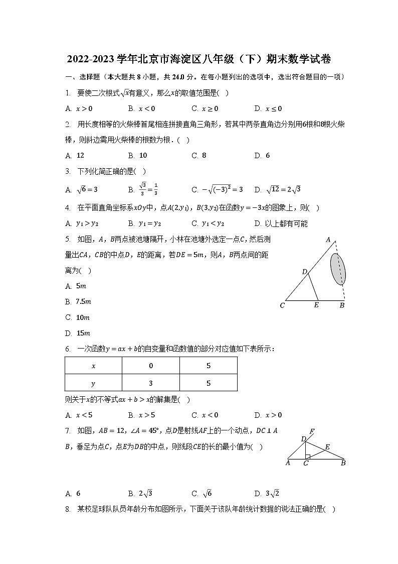 2022-2023学年北京市海淀区八年级（下）期末数学试卷（含解析）01