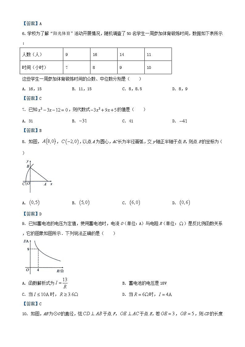 _2021年四川省自贡市中考数学真题及答案02