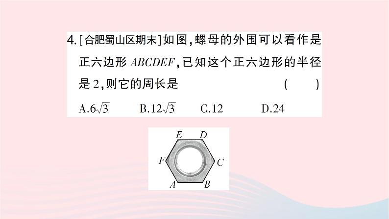 2023九年级数学下册第24章圆24.6正多边形与圆第2课时正多边形的性质作业课件新版沪科版05