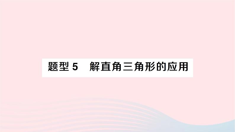 2023九年级数学下册题型5解直角三角形的应用作业课件新版沪科版01