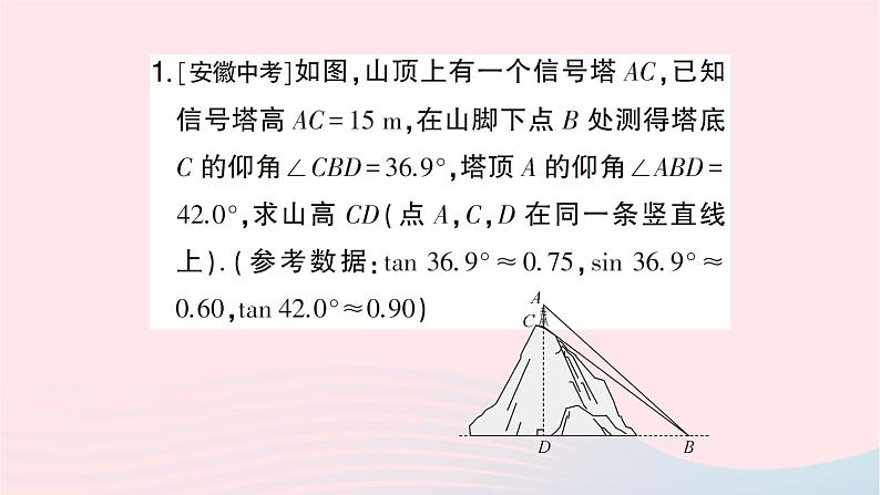 2023九年级数学下册题型5解直角三角形的应用作业课件新版沪科版02