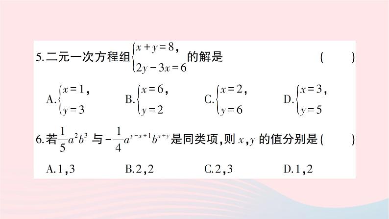 2023七年级数学下册第1章二元一次方程组综合训练作业课件新版湘教版第6页