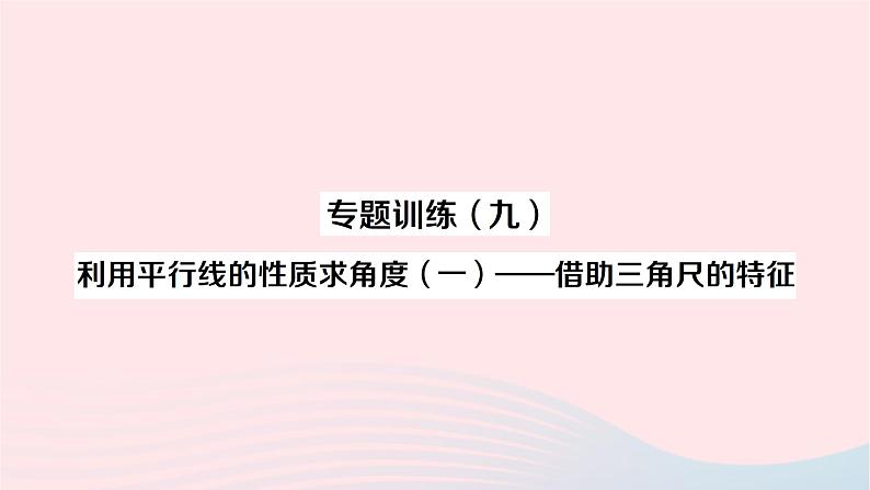 2023七年级数学下册第4章相交线与平行线专题训练九利用平行线的性质求角度一借助三角尺的特征作业课件新版湘教版第1页