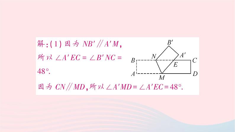 2023七年级数学下册第4章相交线与平行线专题训练十利用平行线的性质求角度二借助折叠的性质作业课件新版湘教版05