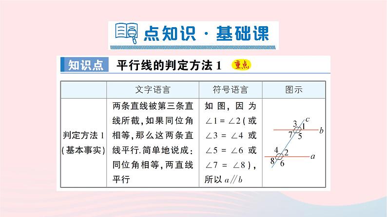 2023七年级数学下册第4章相交线与平行线4.4平行线的判定第1课时平行线的判定方法1作业课件新版湘教版02