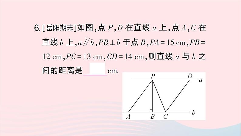 2023七年级数学下册第4章相交线与平行线4.6两条平行线间的距离作业课件新版湘教版第7页