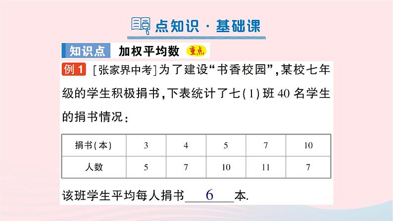 2023七年级数学下册第6章数据的分析6.1平均数中位数众数6.1.1平均数第2课时加权平均数作业课件新版湘教版02