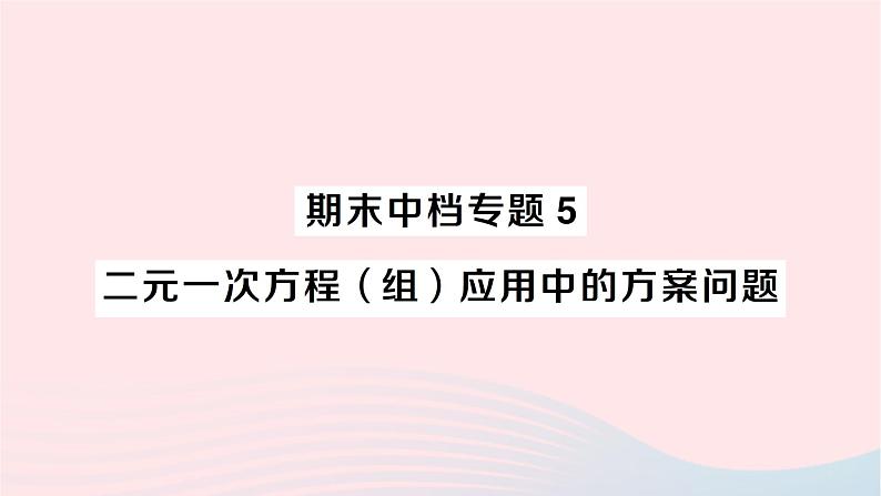 2023七年级数学下册期末中档专题5二元一次方程组应用中的方案问题作业课件新版湘教版第1页