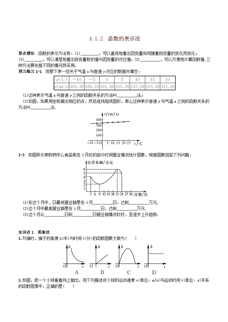 2023八年级数学下册第4章一次函数函数的表示法同步练习新版湘教版01