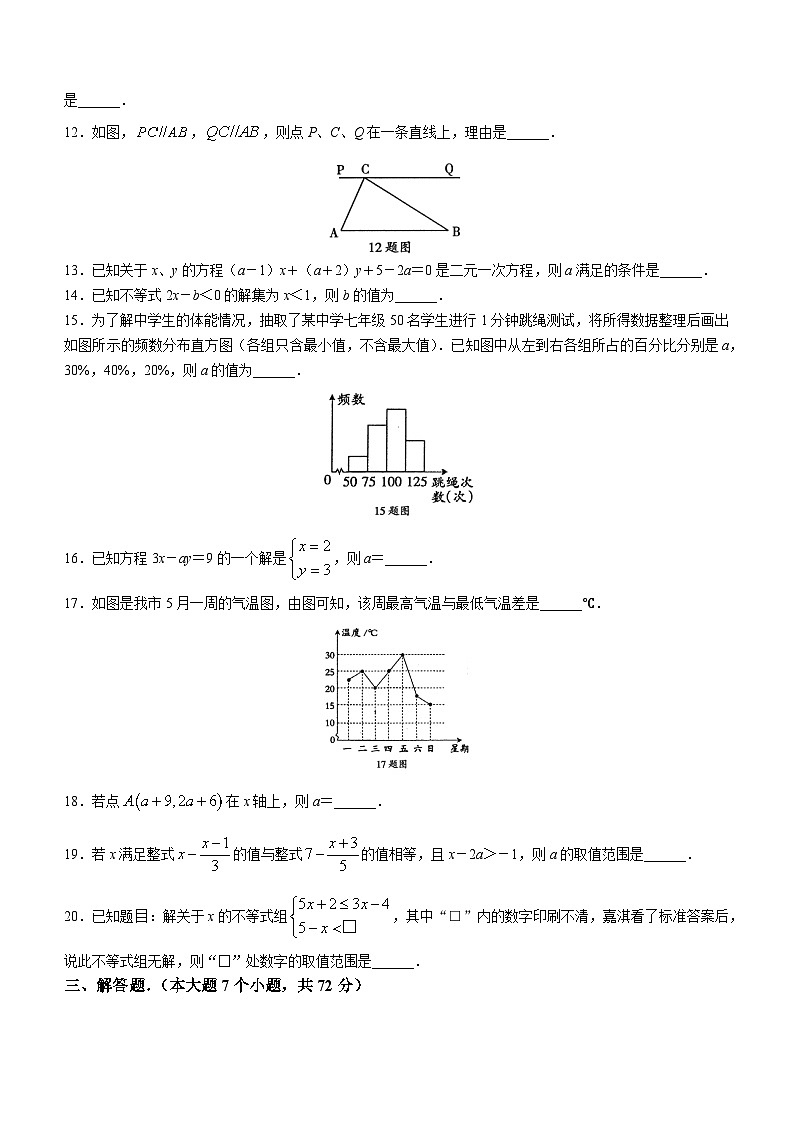 青海省果洛州久治县2022-2023学年七年级下学期期末数学试题（含答案）第2页