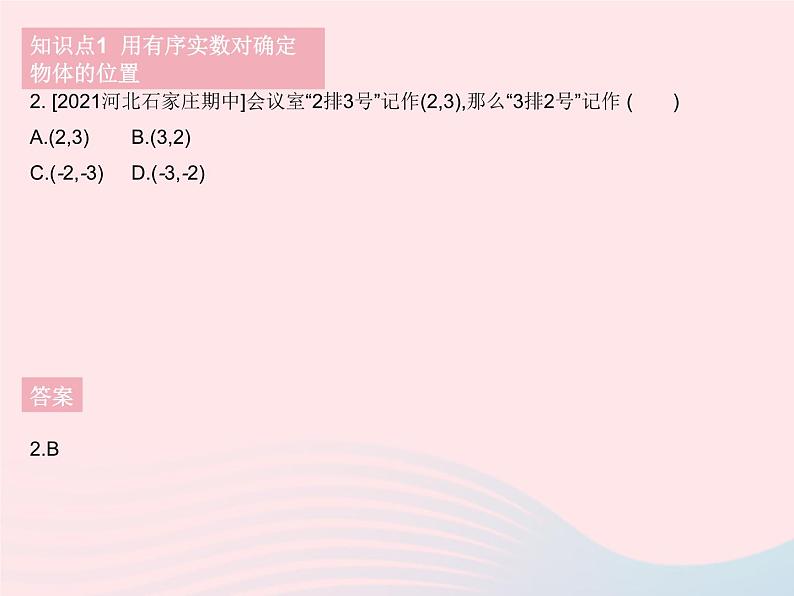 2023八年级数学下册第十九章平面直角坐标系19.1确定平面上物体的位置作业课件新版冀教版第5页