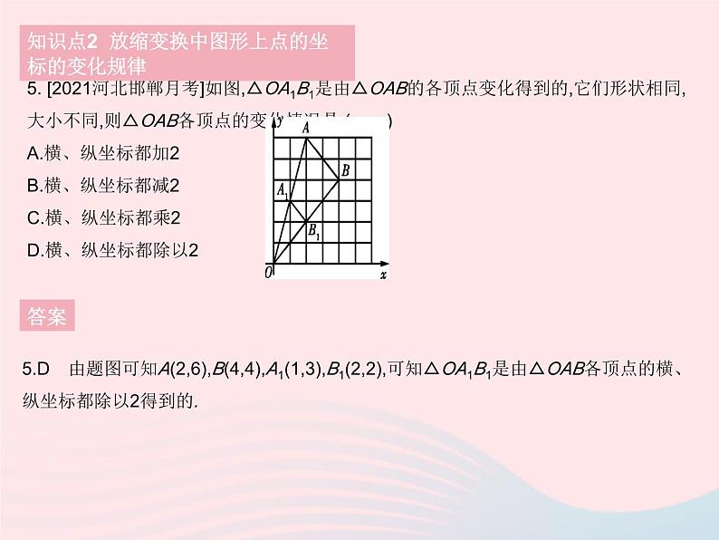 2023八年级数学下册第十九章平面直角坐标系19.4坐标与图形的变化课时2图形的对称放缩与坐标变化作业课件新版冀教版07