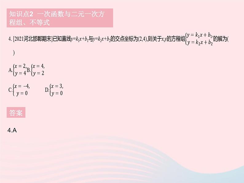 2023八年级数学下册第二十一章一次函数21.5一次函数与二元一次方程的关系作业课件新版冀教版06