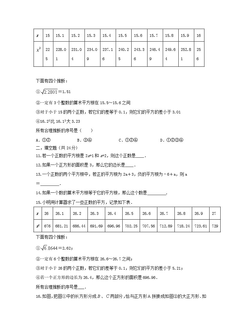 北师大版数学 第二章2.2平方根 测试提升卷B卷02