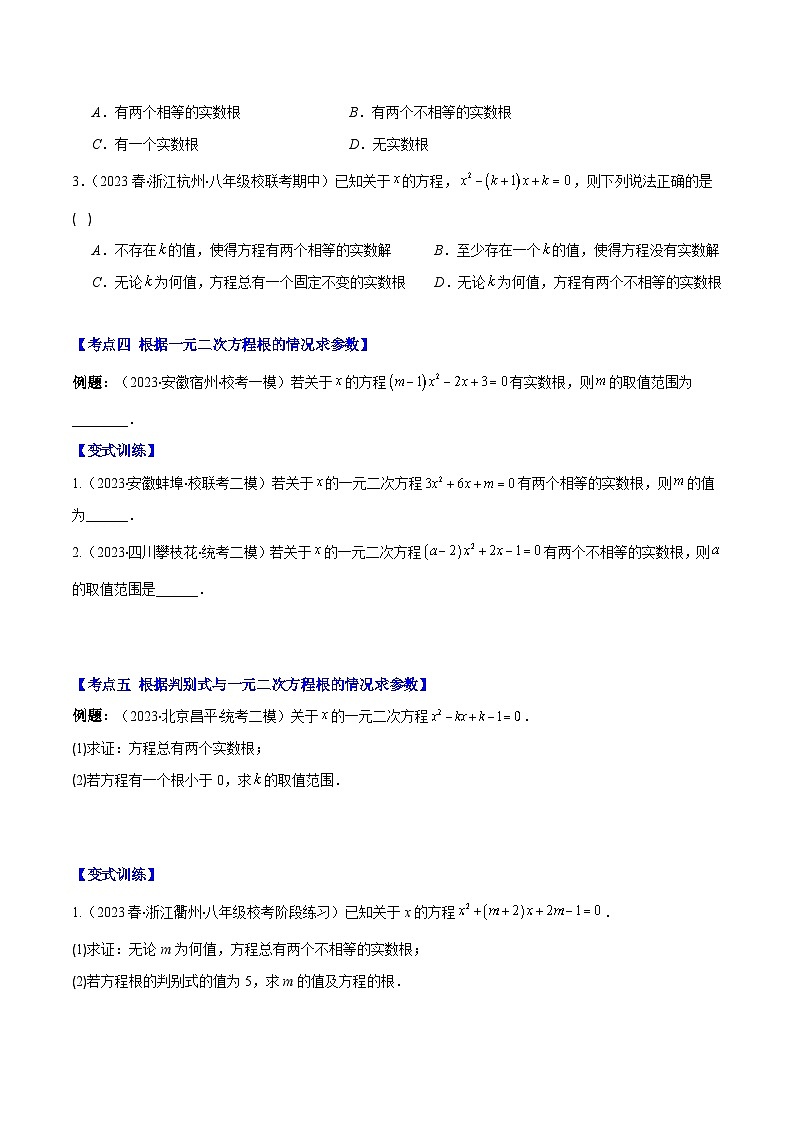 专题07 公式法、因式分解法解一元二次方程、判别式、根与系数的关系压轴题七种模型全攻略-【常考压轴题】2023-2024学年九年级数学上册压轴题攻略(湘教版）03