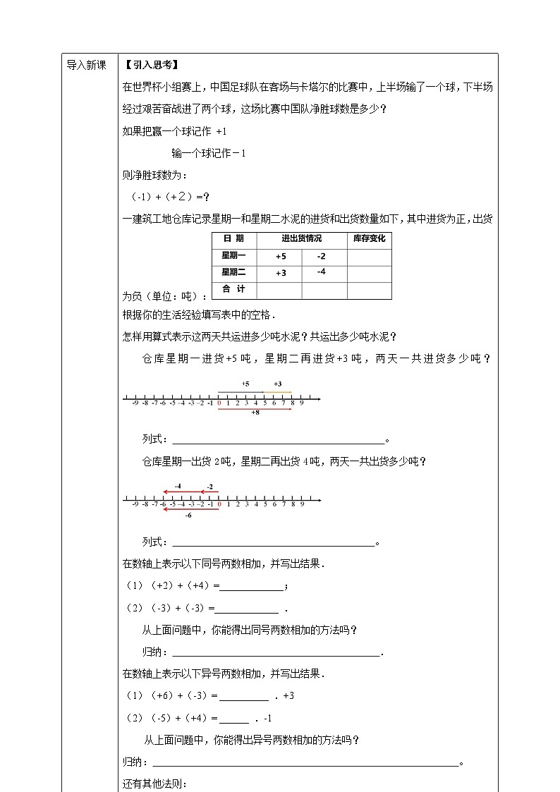 浙教版7年级上册数学2.1有理数的加法学案02