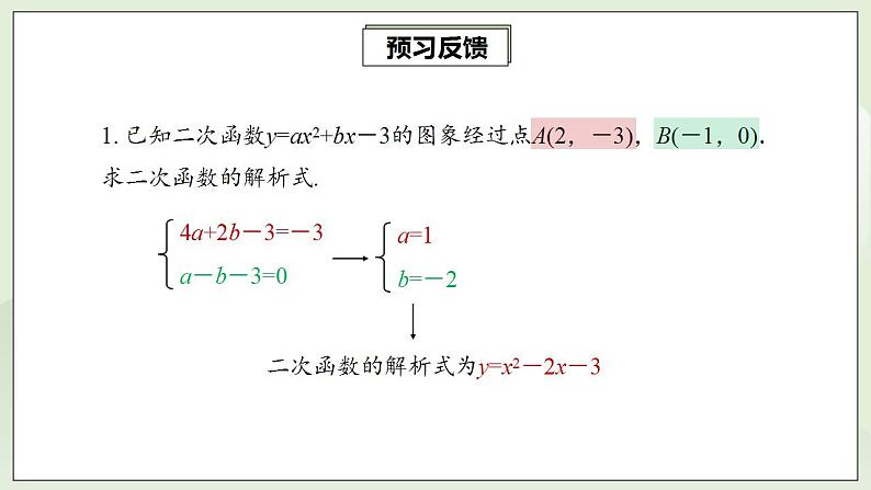 22.1.4.2 用待定系数法求二次函数的解析式  课件+教案+分层练习+预习案04