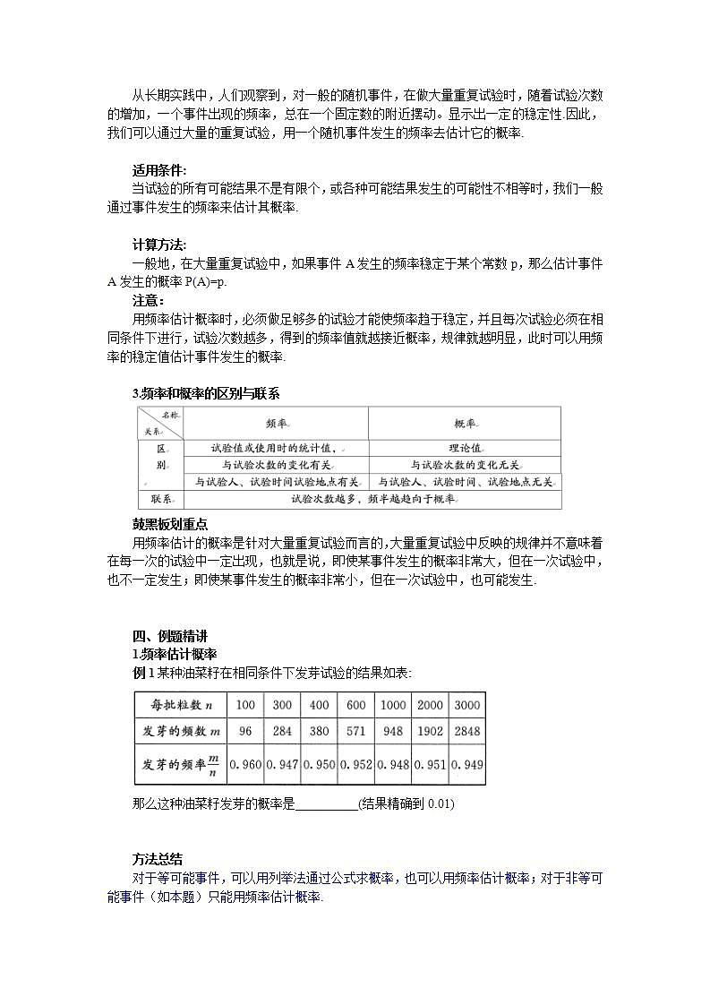 25.3 用频率估计概率  课件+教案+分层练习+预习案02