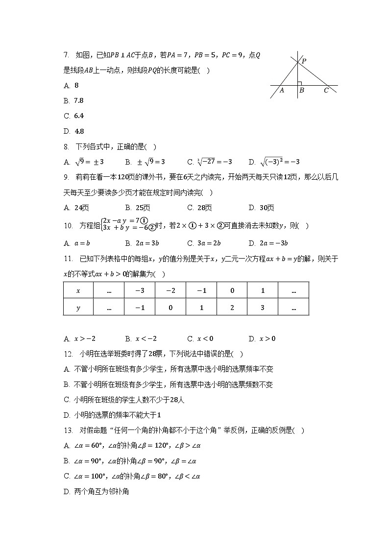 2022-2023学年河北省沧州市青县七年级（下）期末数学试卷（含解析）02