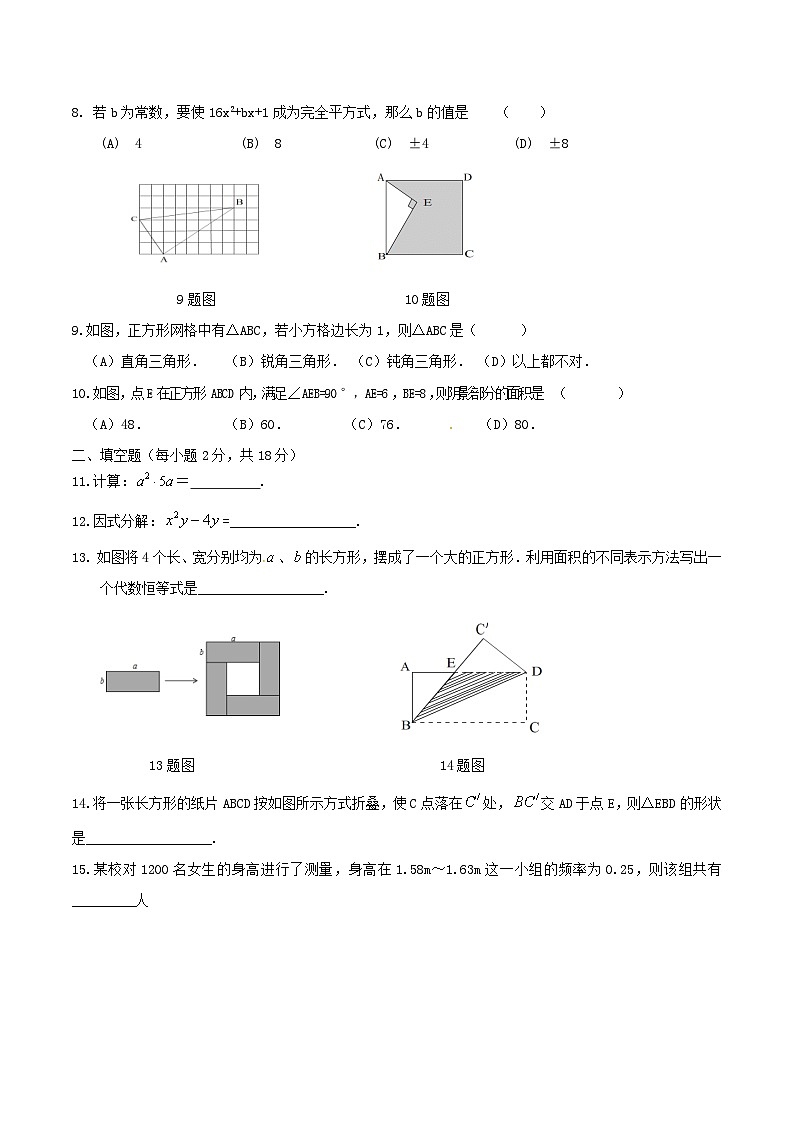 2020年华东师大版八年级数学上册 期末复习检测卷五（含答案）第2页