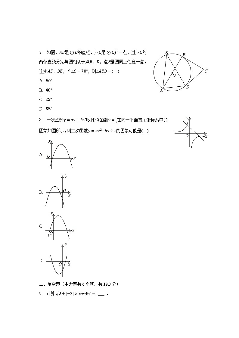 2023年山东省青岛市崂山区育才中学中考数学二模试卷（含解析）第2页