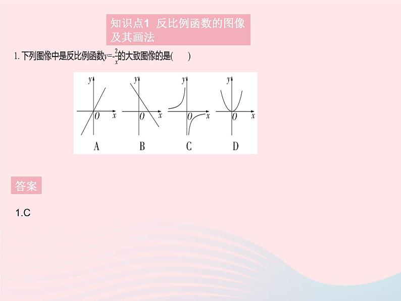 2023九年级数学上册第27章反比例函数27.2反比例函数的图像和性质课时1反比例函数的图像上课课件新版冀教版03