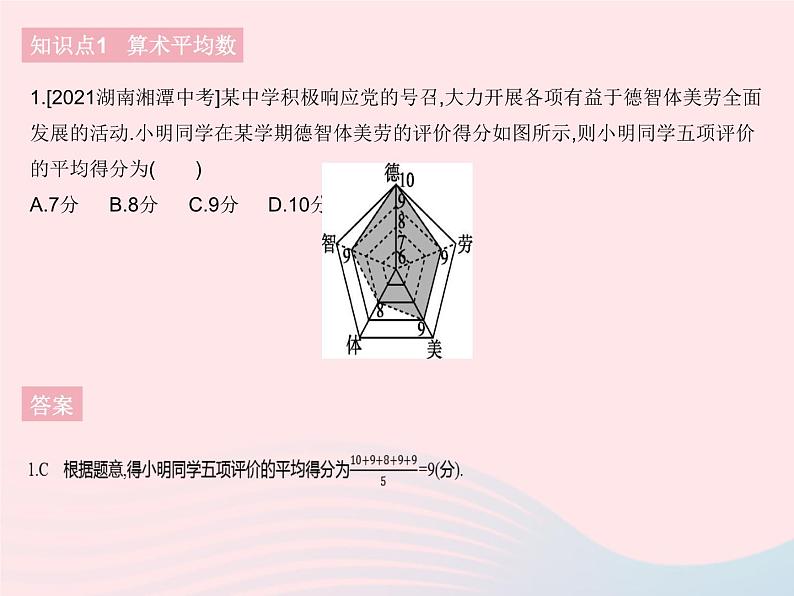 2023八年级数学下册第二十章数据的分析20.1数据的集中趋势课时1平均数作业课件新版新人教版第3页