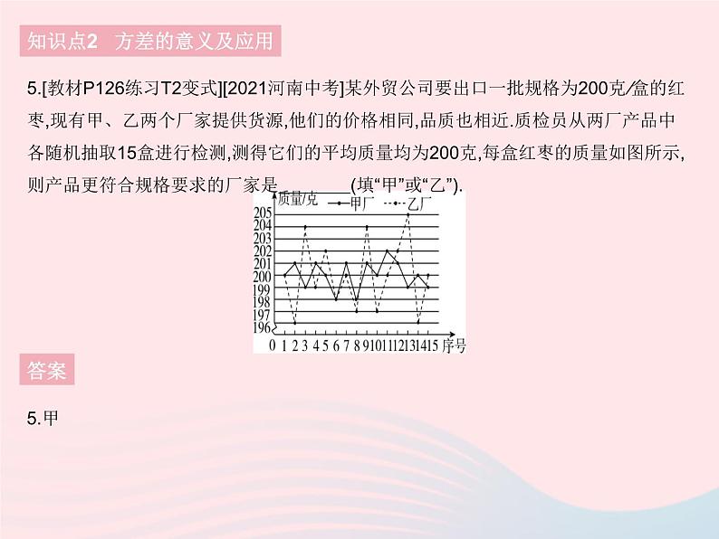 2023八年级数学下册第二十章数据的分析20.2数据的波动程度课时1方差作业课件新版新人教版07