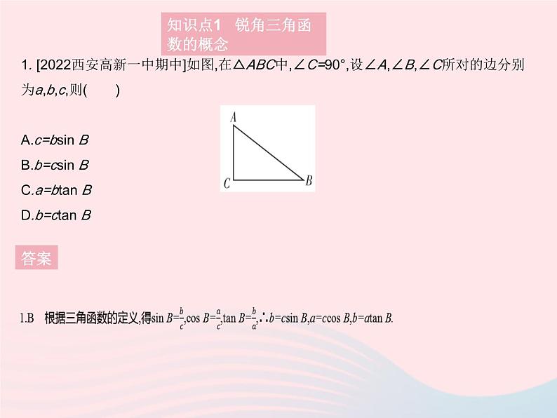 2023九年级数学上册第24章解直角三角形24.3锐角三角函数课时1锐角三角函数作业课件新版华东师大版03