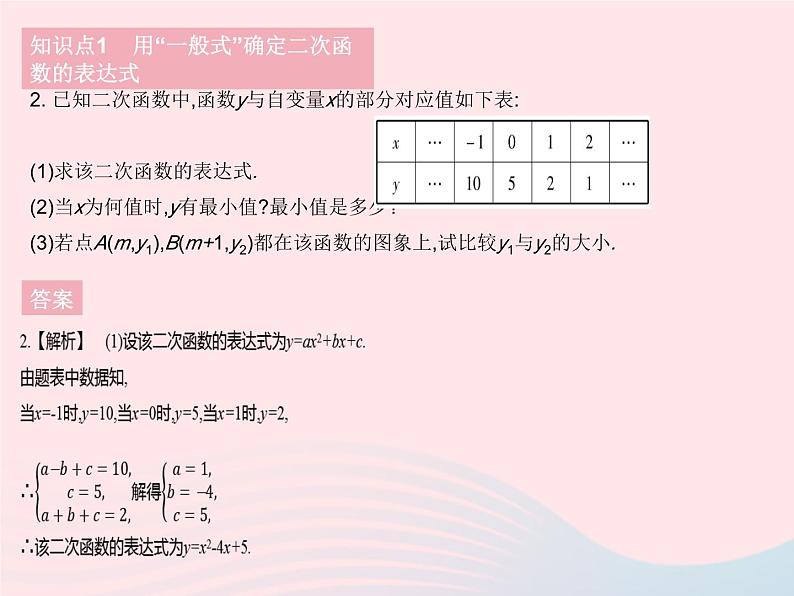 2023九年级数学下册第26章二次函数26.2二次函数的图象与性质课时8求二次函数的表达式作业课件新版华东师大版05