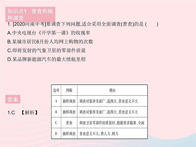 2023九年级数学下册第28章样本与总体28.1抽样调查的意义课时1普查和抽样调查作业课件新版华东师大版04