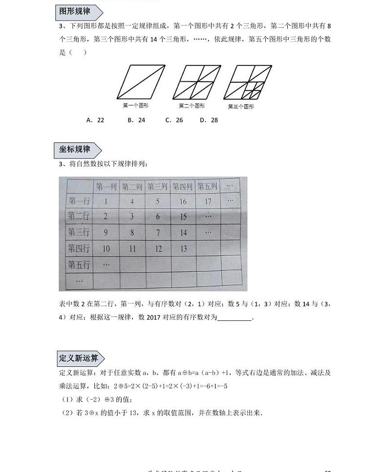 【精品学案＋同步练习】七年级上数学同步教材 第七讲规律问题与定义新运算（知识梳理+无答案）02