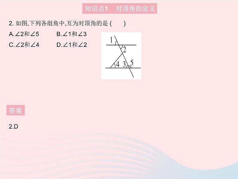 2023七年级数学上册第5章相交线与平行线5.1相交线课时1对顶角教学课件新版华东师大版04