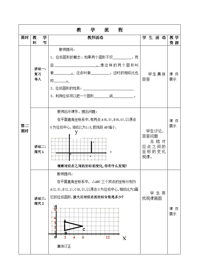 《两个位似图形坐标之间的关系》教学设计(2-九年级下册数学人教版02