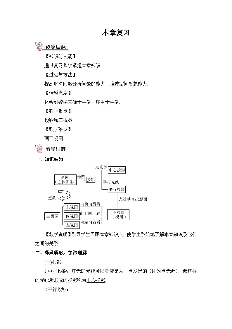 北师大数学九上 第五章 投影与视图 回顾与思考 课件PPT+教案01