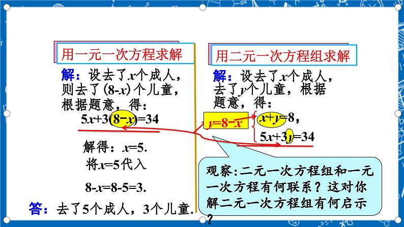 北师大版数学八年级上册5.2《 求解二元一次方程组（第1课时）》课件第5页