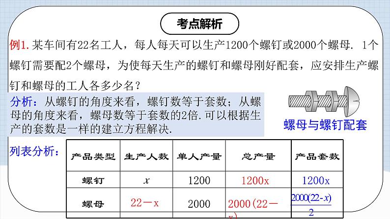 人教版初中数学七年级上册 3.4.1 实际问题与一元一次方程(一)配套问题和工程问题 课件+教案+导学案+分层练习（含教师+学生版）08