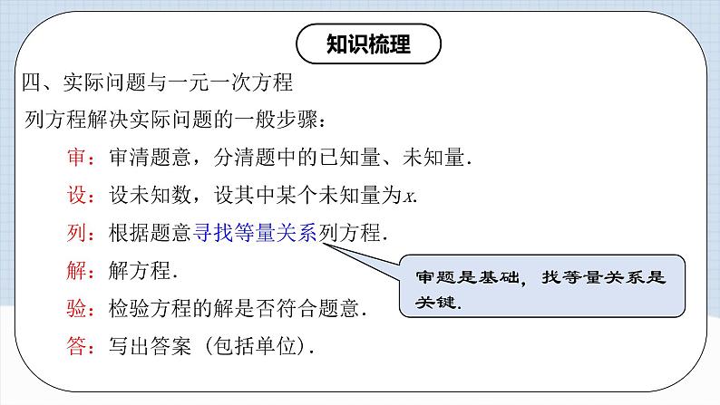 人教版初中数学七年级上册 第3章 一元一次方程 章节复习 课件+达标检测（含教师+学生版）07