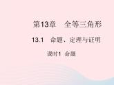 2023八年级数学上册第13章全等三角形13.1命题定理与证明课时1命题作业课件新版华东师大版