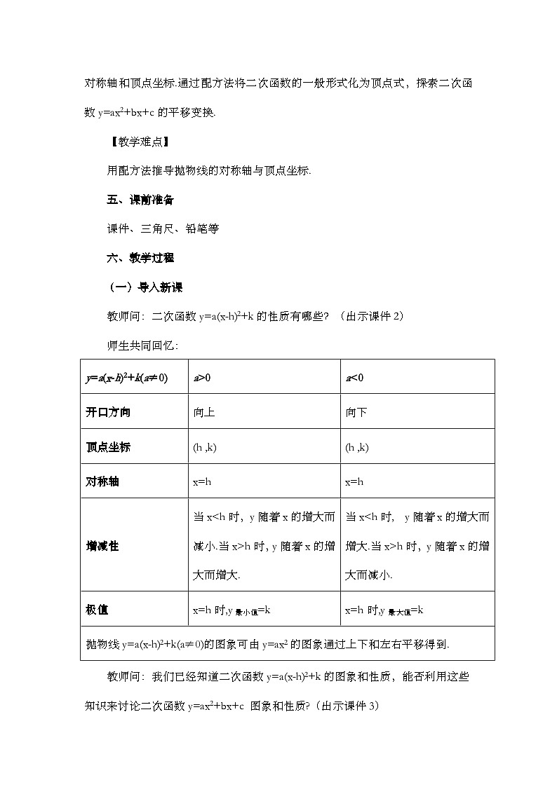 人教版数学九年级上册 22.1.4 《二次函数y=ax%U00B2+bx+c的图象和性质 （第1课时）》课件+教案+练习02