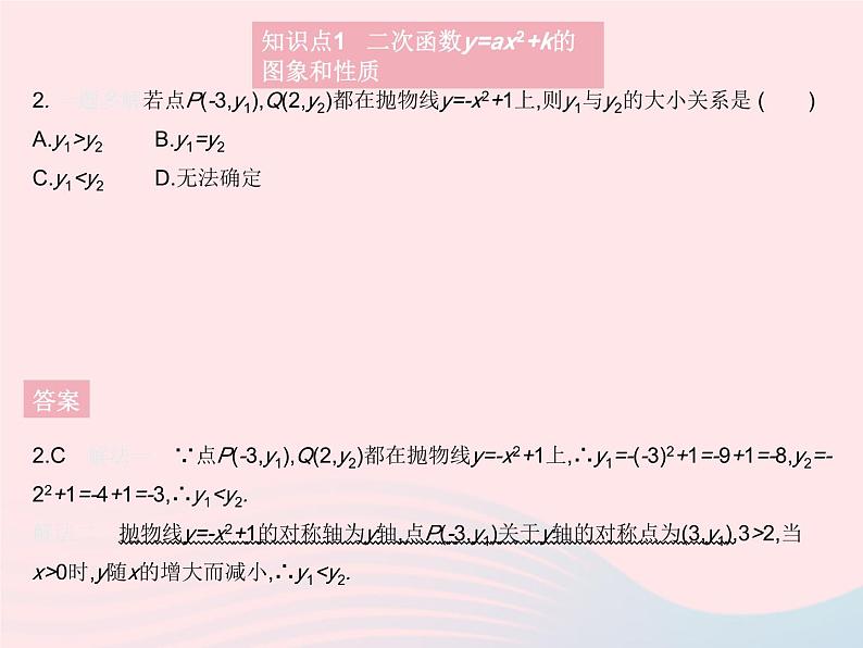 2023九年级数学上册第二十二章二次函数22.1二次函数的图象和性质课时3二次函数y=ax2 k的图象和性质作业课件新版新人教版04