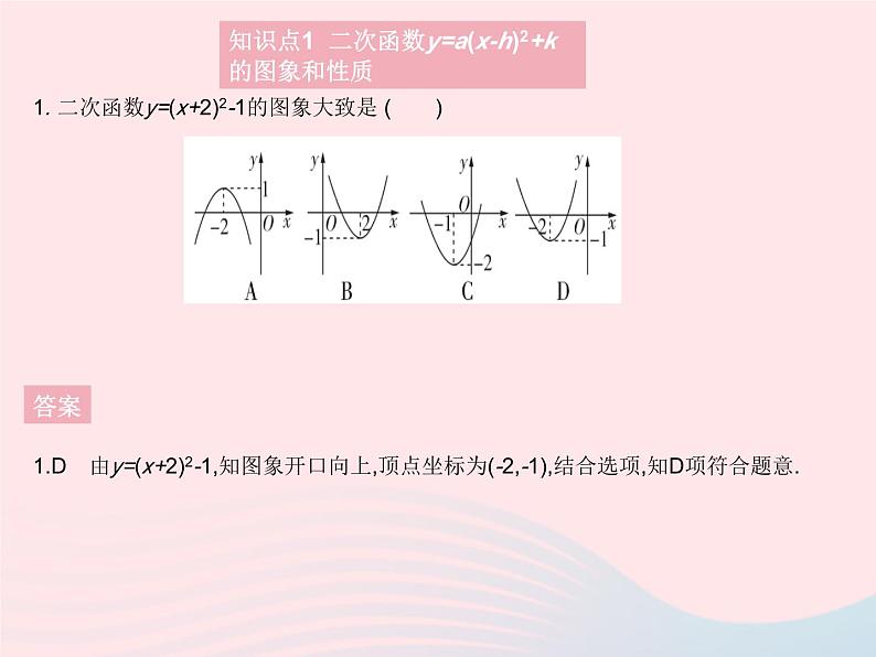 2023九年级数学上册第二十二章二次函数22.1二次函数的图象和性质课时5二次函数y=a(x_h)2 k的图象和性质作业课件新版新人教版03