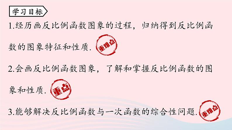 2023九年级数学下册第二十六章反比例函数26.1反比例函数26.1.2反比例函数的图像和性质课时1上课课件新版新人教版第3页