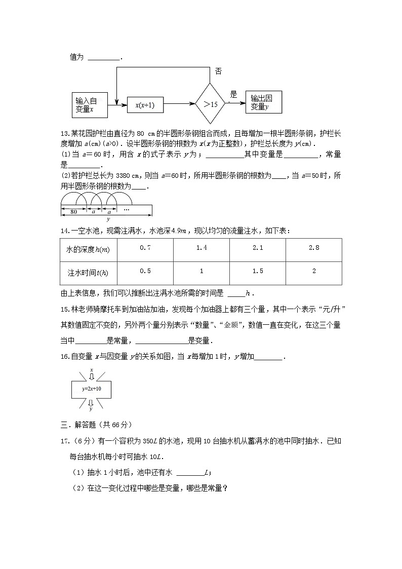 浙教版数学 八上 第五章 5.1常量与变量 测试卷03
