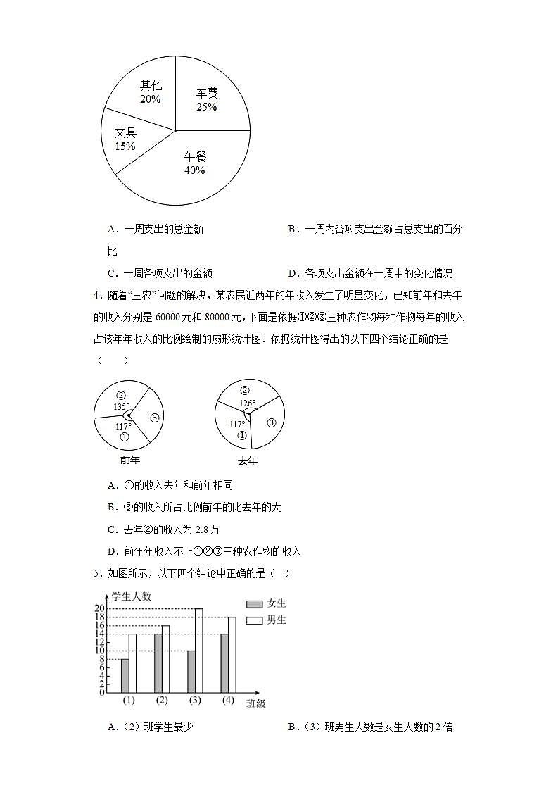 5.4从图标表中的数据获取信息同步练习-沪科版数学七年级上册第2页