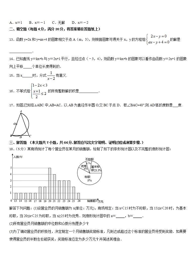 2022-2023学年上海市第八中学七年级数学第二学期期末监测模拟试题含答案第3页