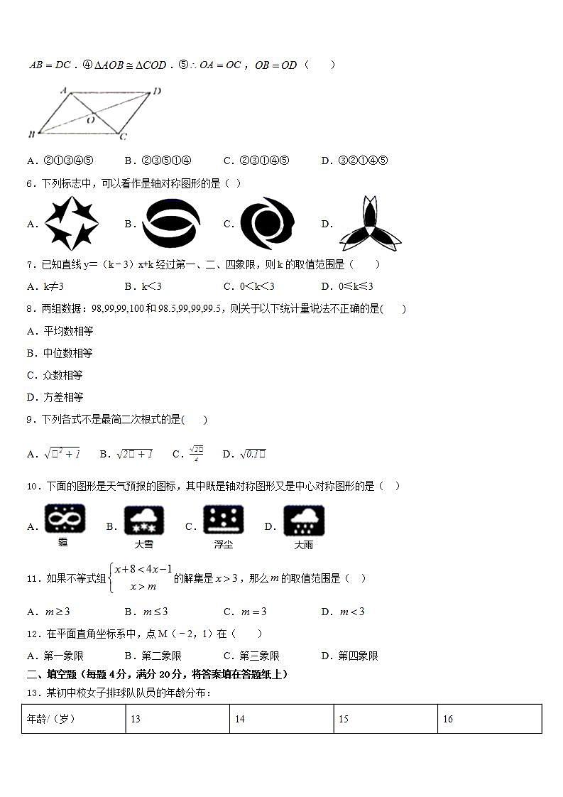 2022-2023学年云南师大附中呈贡校区数学七下期末学业水平测试试题含答案02
